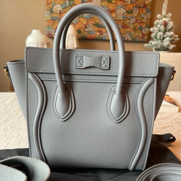 Celine nano luggage kohl Satchel with Structured Shape and grained leather - Picture 5 of 12